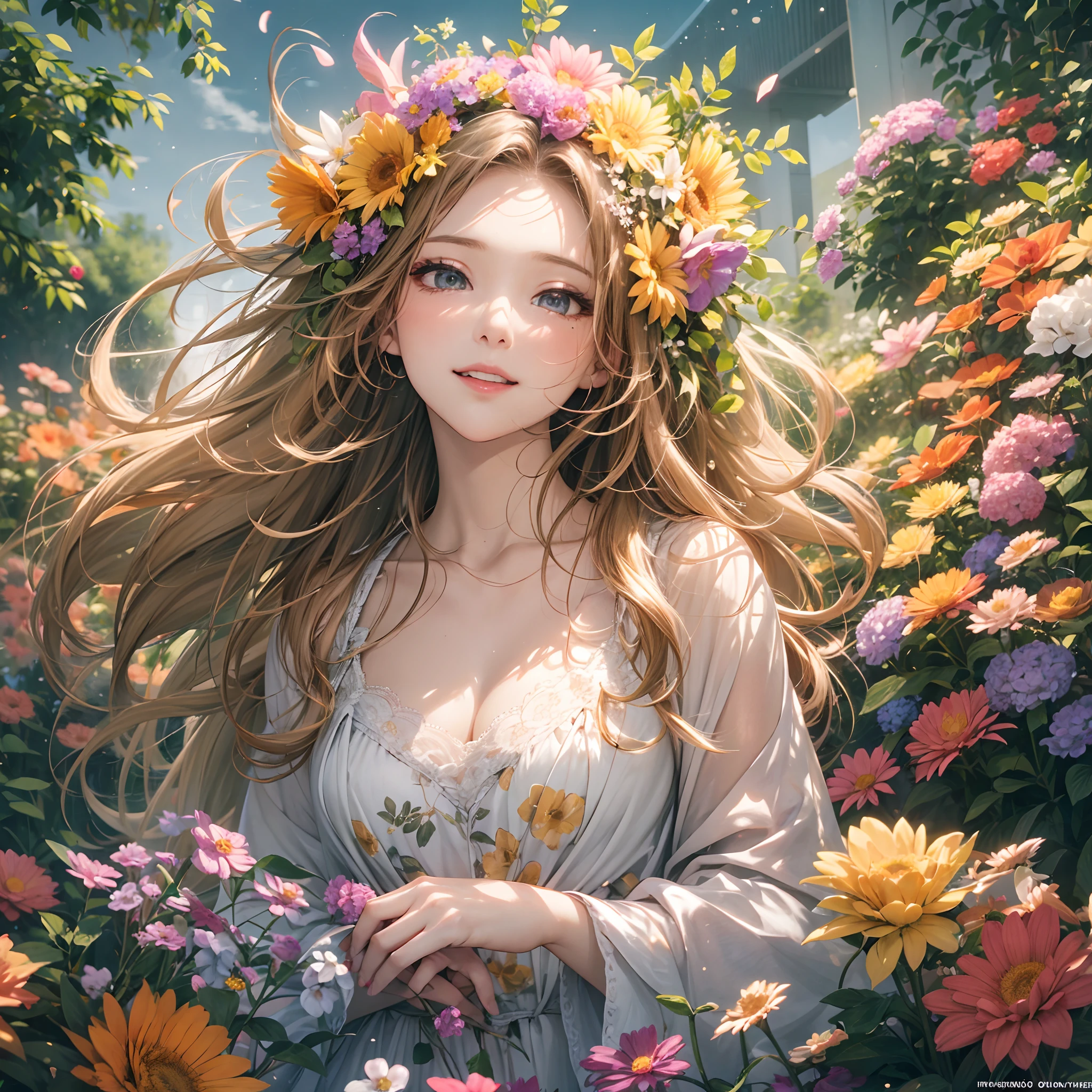 A girl with seductive eyes and dense lips、Nestled in a bustling garden, Surrounded by colorful flowers. iridescent、Looks like a smile. She defies fate、We embrace our own style, On her left hand, She has the Aurora Borealis in her hand,、Shine a magical light on the urban landscape. She powdered the Bible in her own words々It has the following powers, Like a ferocious lion. As she sings, "hallelujah," Her voice echoes、Traveling beyond the rainbow, eternity、Reaching out at night. She moves gracefully, Despite the weight of grief, A person who walks an uncertain path々Light the way.