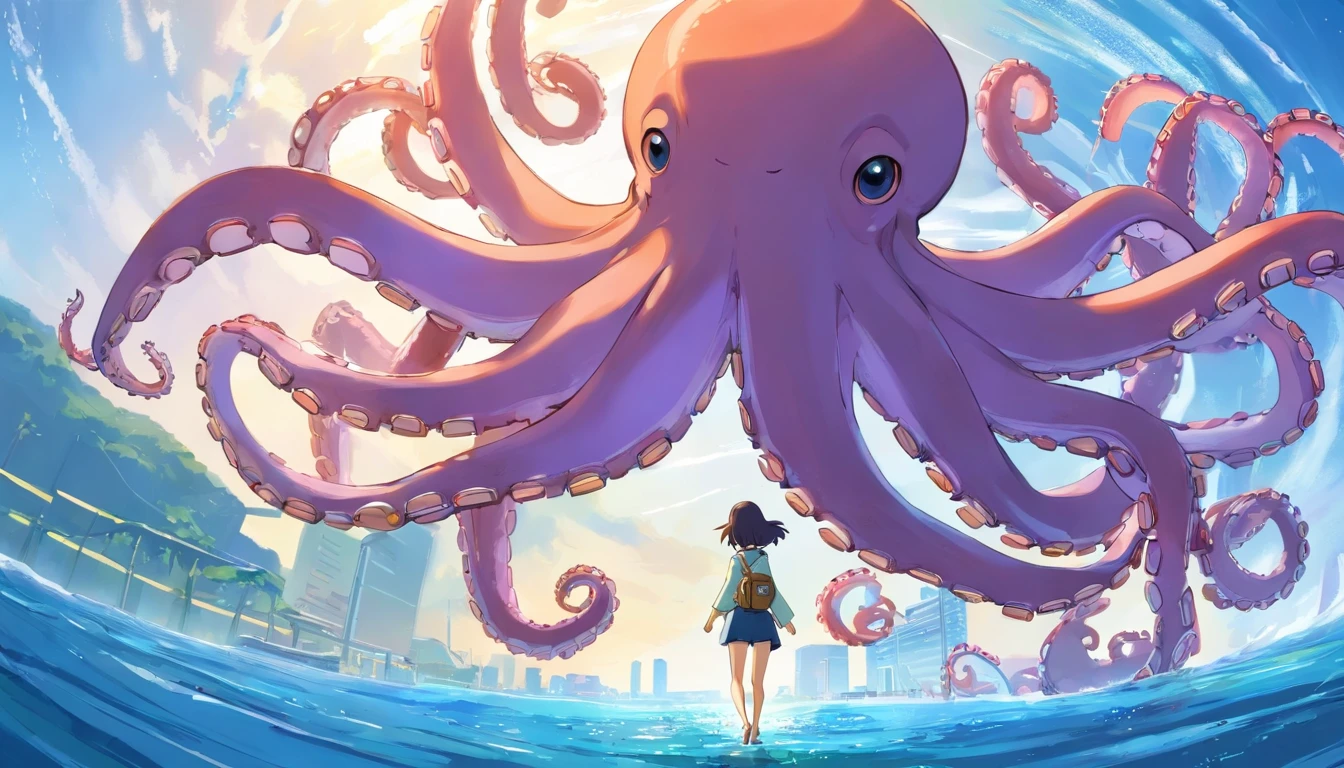 an octopus，Cartoony
