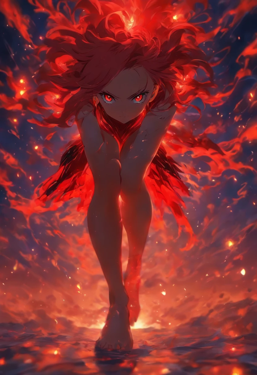 naked, girl, full body, red hair, best quality, standing, simple background, anime stile