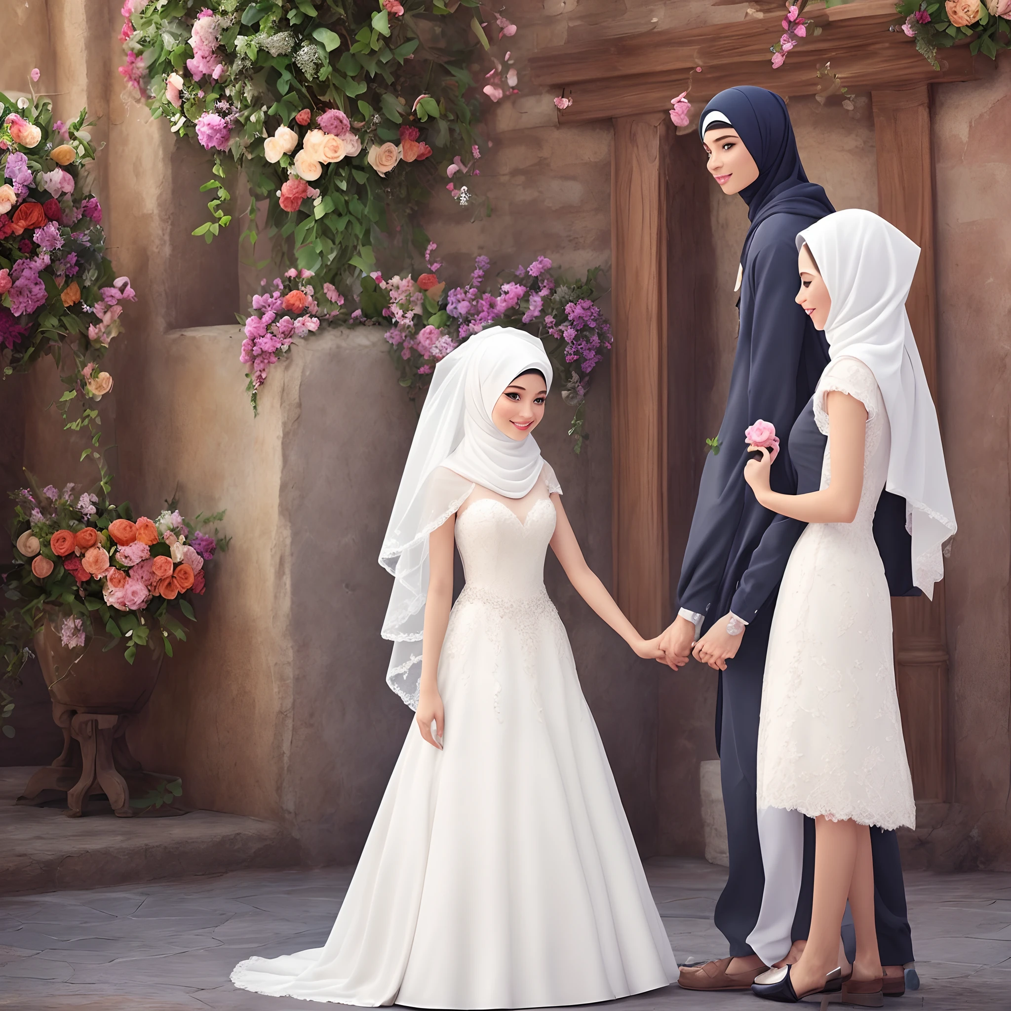 Disney pixar married woman hijab white dress