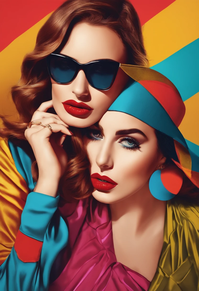 mulher gordinha triste em festa com bastante pessoas (apresentar em plano aberto) (formato pop art)