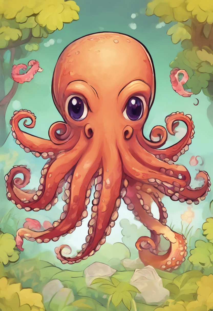 Small octopus，cartoony