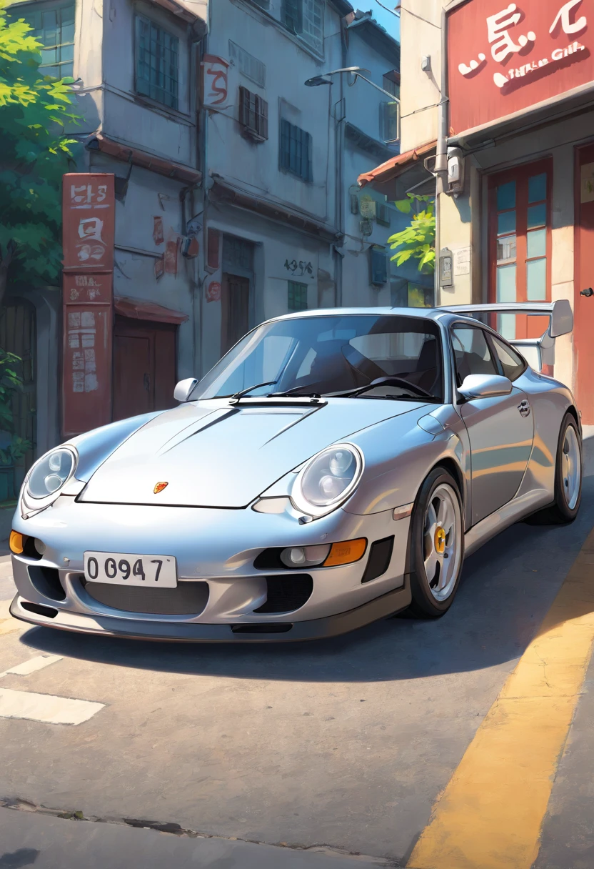 Porsche 996 GT3、The body is silver、The number is 993