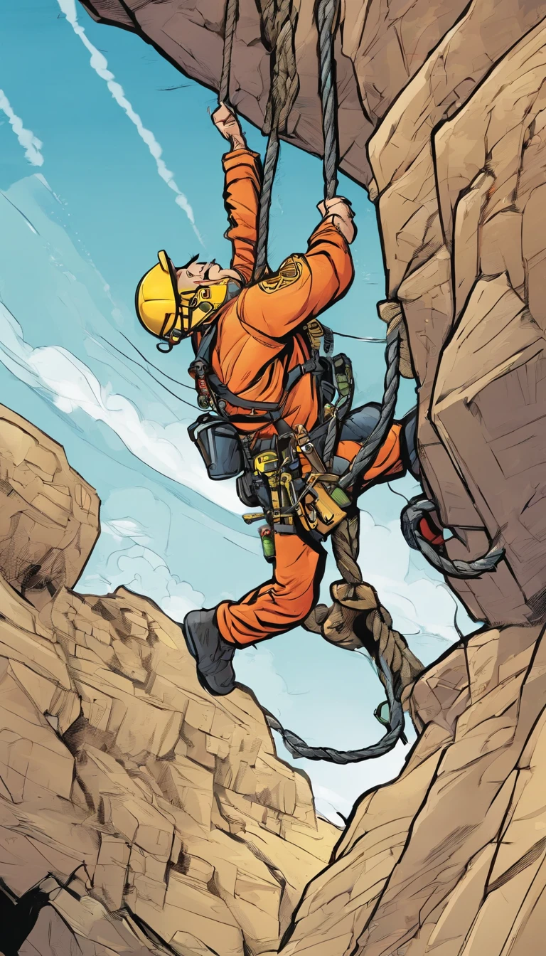 Personnel conducting rope rescue training,(A group of climbers:1.1),Rescue operations,action sports,Climbing,Cord,Courage,(Heroic rescue scene:1.2),Emergency Response Team,full body shot of, (Jaw-dropping effect), ,(Studio lighting), hyper HD,