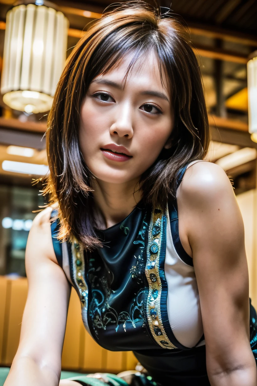 (8K, Hyper Raw Photo, Hyperphotoreality:1.3), (ultra best quality:1.4), (masutepiece:1.3), (hyper realisitic:1.2), (hyper detailed illustration:1.4), (highly intricate detail:1.3), (very high res:1.2), ((1womanl)), Cute Japan Woman, squinting, (Half closed eyes:1.3), narrow and drooping eyes, (Tilt your head back:1.3), (attractive neck:1.5), (Beautiful throat irregularities:1.5), very detailed beautiful face and eyes, (bewitching poses:1.5), (Sensual look:1.2), (agitation:1.2), Rolling eyes, Female masturbation, ((Male POV, low angles, From below:1.3)), (Looking at Viewer:1.5), facing straight at viewer, (She looks down at the camera:1.3), Looking at the camera, Taut skin, (super realistic skin:1.2), (Abs:0.9), (Well-proportioned physique:1.2), Cross-eyed, (Parted lips:0.7), girl on top, (Straddling:1.4),