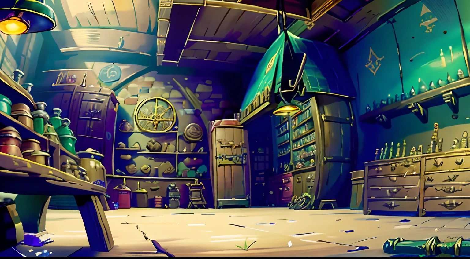 There was a room,There are a lot of things in it, weapon shop interior, fantasy alchemist laboratory, inside an old shop, a multidimensional cozy tavern, Inside the fantasy supplier, Steampunk shop, Located in the wizard shop, he is in a alchemist lab, Inside the fantasy potion supplier, tavern background, magical fantasy 2 d concept art