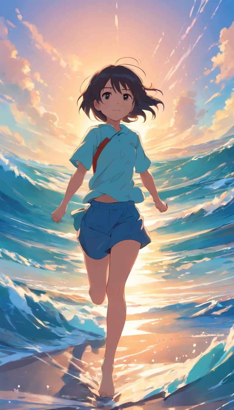 Under the blue sky,One Little Girl,run,swell sea