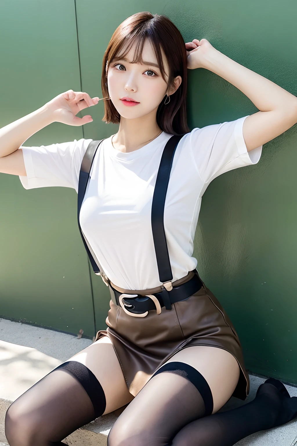 masterpiece、top-quality、The ultra -The high-definition、、colourfull、flat-colors、depth of fields、lens flare 1 girl、、Brown hair、watching at viewers Black Cutter Shirt a belt black suspenders Social OL ample bosom a miniskirt Face sitting
Waiting to start Armpit sweat perspiring Side of both hands huge-breasted Knee height near the wall Niso Stockings garterbelts