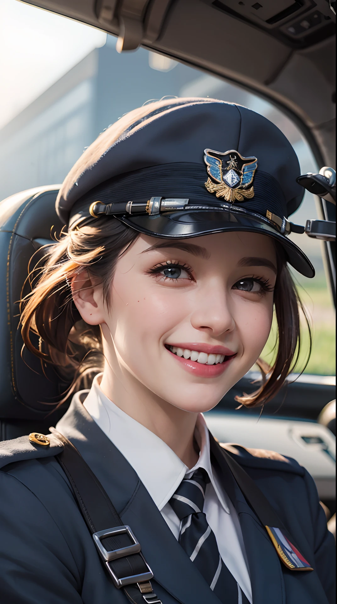 one age cute girl in uniform, (masterpiece, best quality:1.2), ultra high res, (photorealistic:1.4), detailed skin, cinematic lighting, friendly, intelligent, conversation engaging, happy, kind, energetic, cheerful, creative, with sparkling eyes and a contagious smile