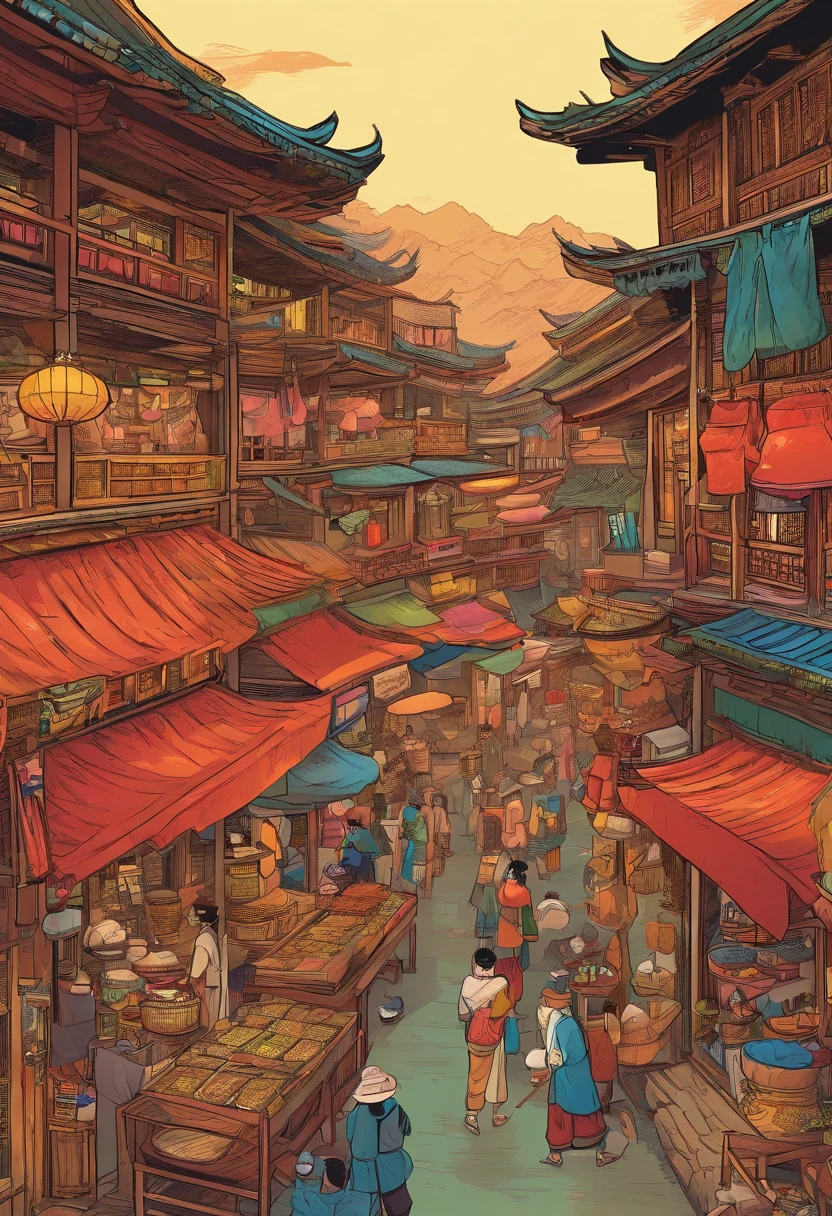 Zhuang people,Five-color sticky rice,stalls,The background is the bazaar