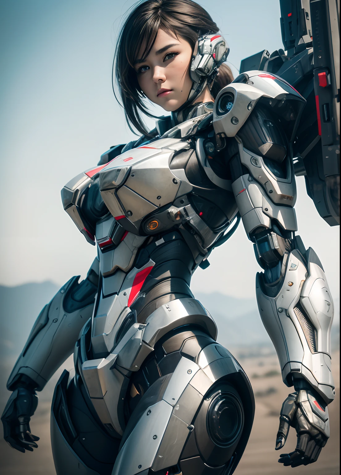 Textured skin, Super Detail, high details, High quality, Best Quality, hight resolution, 1080p, hard disk, Beautiful,(War Machine),(flying though the air),beautiful cyborg woman,Mecha Cyborg Girl,Battle Mode,Girl with a Mecha Body,She wears a futuristic war machine weapon mech,Fulll body Shot