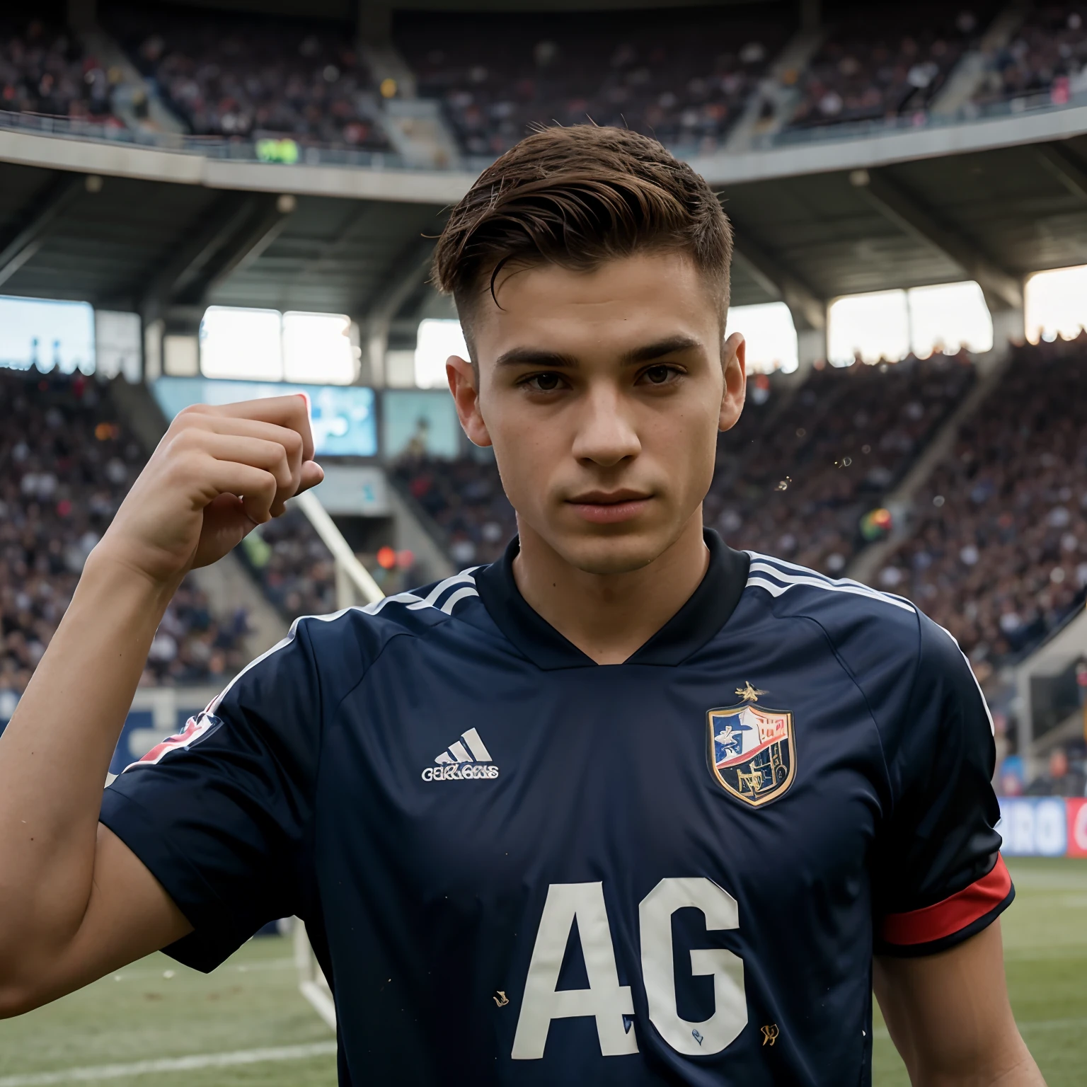 You described a 16-year-old boy, joueur de football talentueux, portant le maillot de Los Angeles FC . Il est sur le terrain, dribblent habilement les adversaires, create chances for his team and impress spectators with his agility and passion for the game. Les supporters scandent son nom avec enthousiasme, reconnaissant son talent exceptionnel.