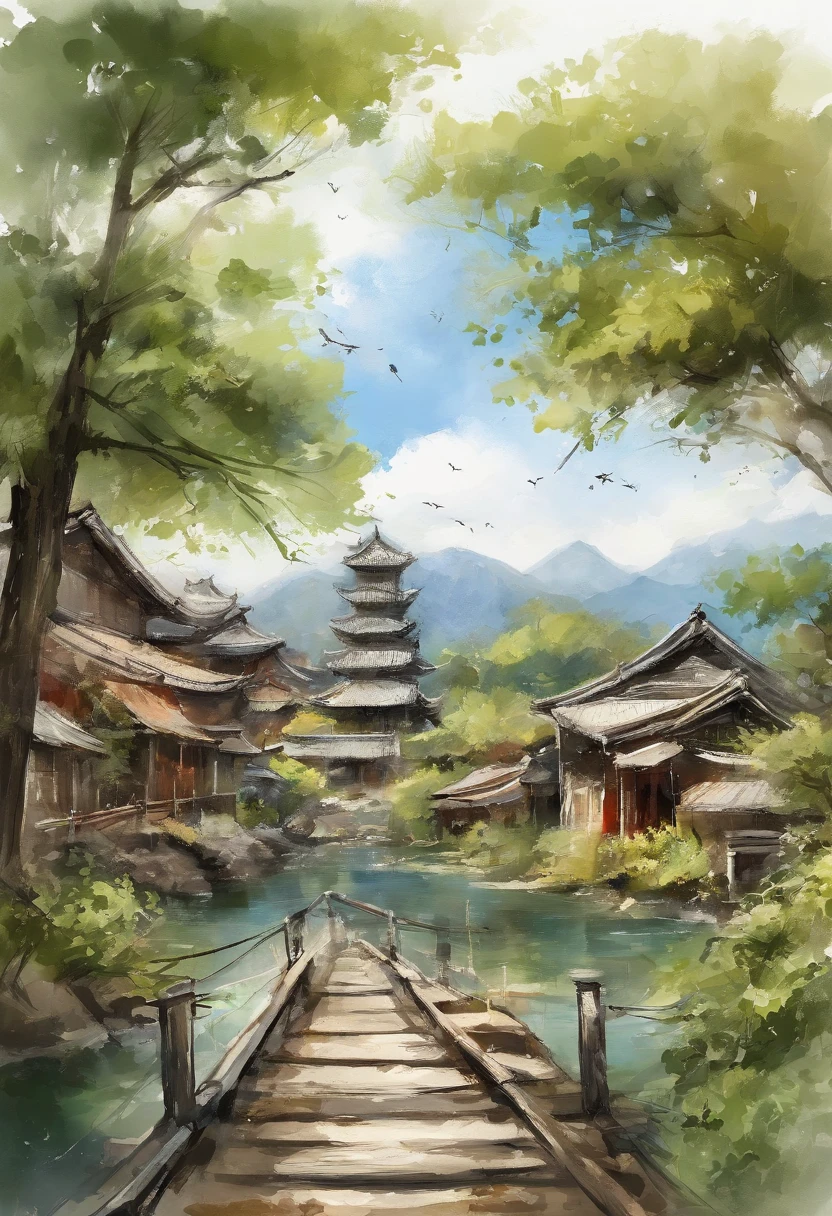 (((Movie storyboard))),Photographic pictures,Photo style,Makoto Shinkai's photographic style,Makoto Shinkai's cinematic art style,Ultra-wide angle of view,China-style,a town with beautiful scenery,Faraway view,Vivid and bright colors,super-fine,ultra - detailed,high qulity,8K ,oc rendered,dynamic viewing angle,Hyper Real,Ultra photo realsisim