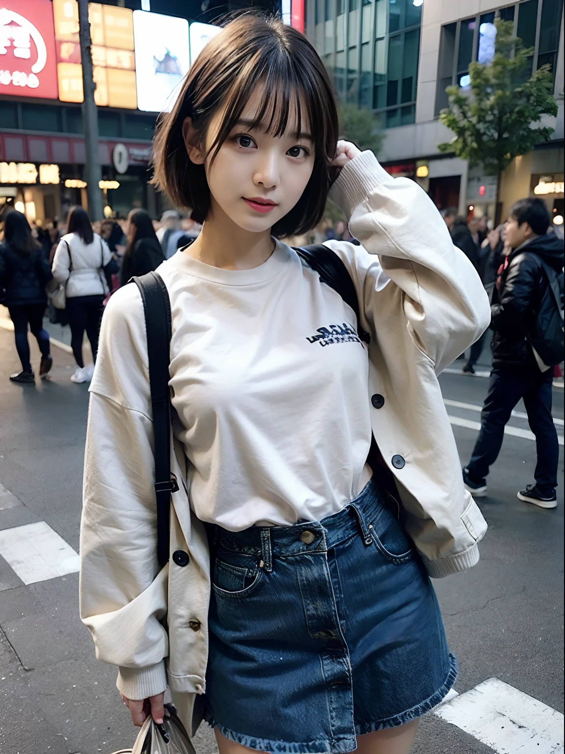 Ordinary woman in plain clothes、Harsh flash photography、[photos realistic]!!,Candid flash photography、magnifica、Masa Nakayama、flash photo、Sui Ishida、Do not copy hands、adult lady、、Promotional photos、Cute clothes、Beautiful clothes、short-hair、10 generations、Pupils、Fashionable、colourful clothes、Idol