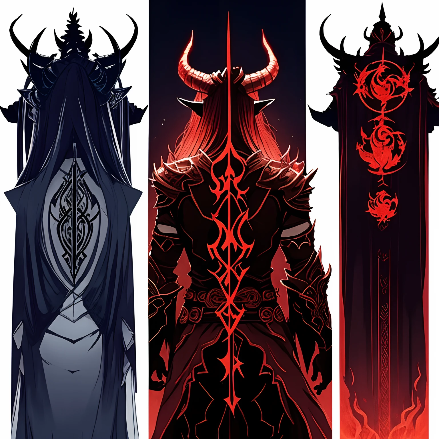 demon king、ember、Rear view、I can't see my face、horns grow、Fantasia