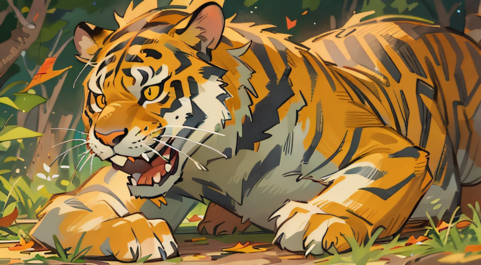 A ferocious tiger，Fall to the ground，Story