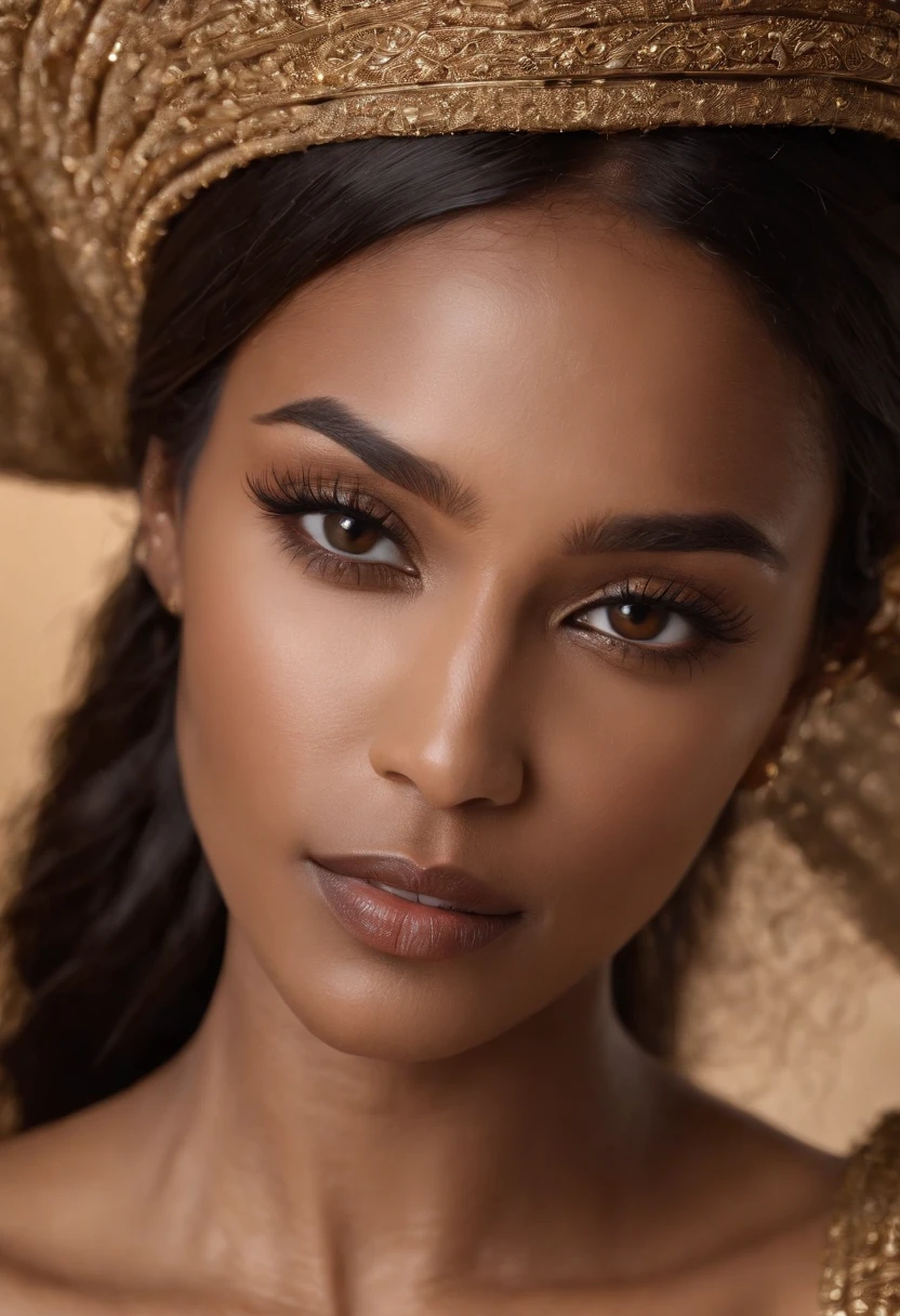 dark brown skin, beau visage, veiled , African tribal theme, Bijoux en or, ((Yeux noisette cristallins:1.2)), detailled eyes, beaux yeux, ((Masterpiece, UHD, 4k)), profondeur de champ, in a cafe, clivage, gros seins, Detailed Skin Sexy Shoulders, golden brown tan, Highly detailed skin, Cils longs, Mascara noir, visage parfait, robe longue, profil de face