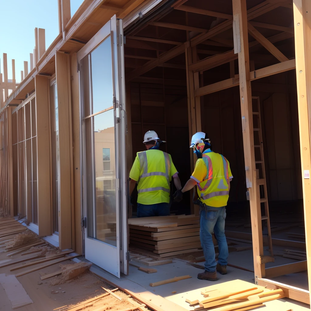 Construction workers at work