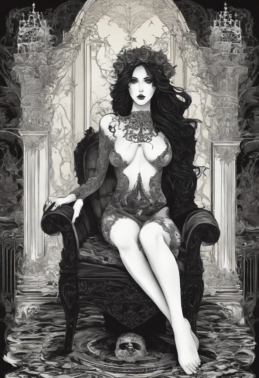 Beautiful woman naked in a chair with her all of her body to see