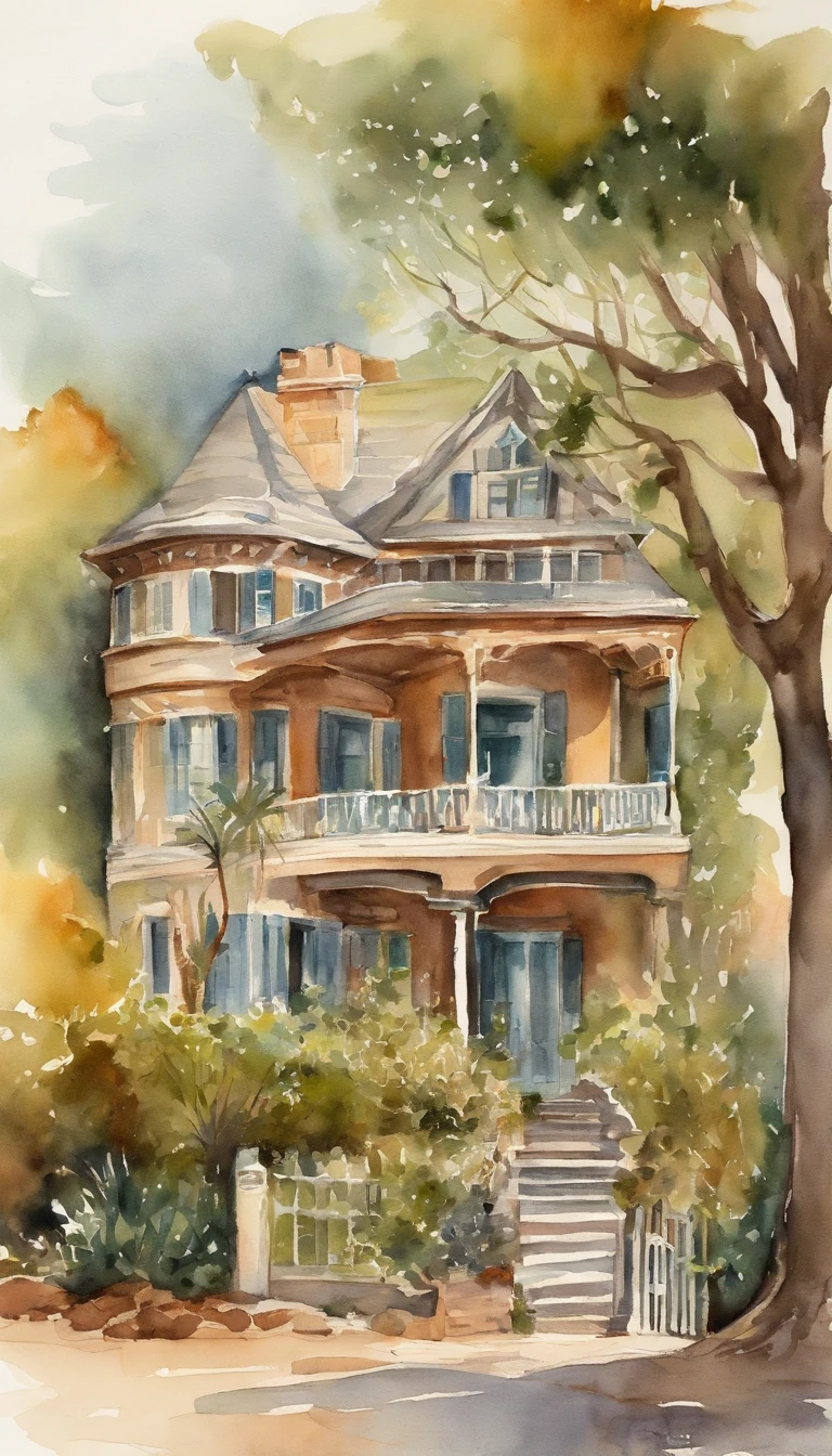 The Innes house Los Angeles, vibraciones vintage, dreamy atmosphere, melancholic mood, retro aesthetic
