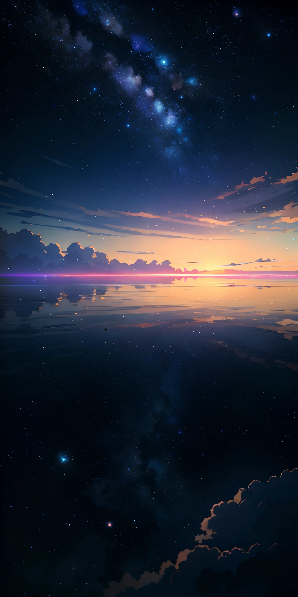 Summer, Makoto Shinkai's concept art, Night, Starry sky, Galaxy, magical realism, beautiful anime scene, Beautiful sky. by makoto shinkai, ((By Shinkai Makoto)), Anime Background Art, Anime Background, Shinkai Makoto style, anime movie background, Galaxy Express, No humans.