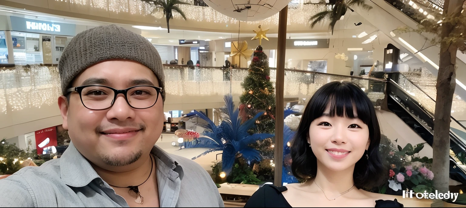 (Best quality, 8k, 32k, Masterpiece, UHD:1.2), Photo of Pretty Japanese woman, very short bob hair, Black Hair, portrait, three girls, lingerie, with a chubby man, posing for a selfie