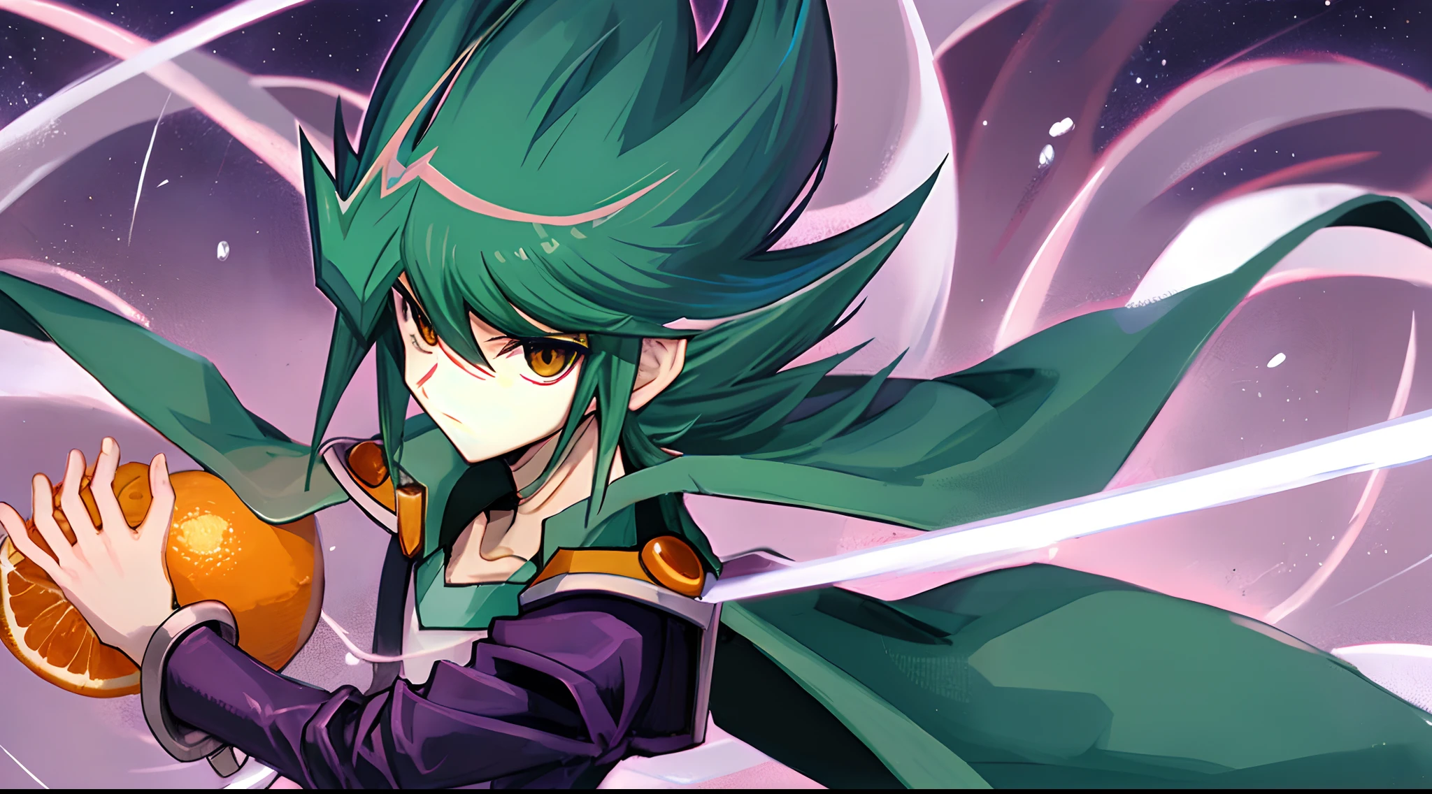seto kaiba from yugioh holding an orange fanta