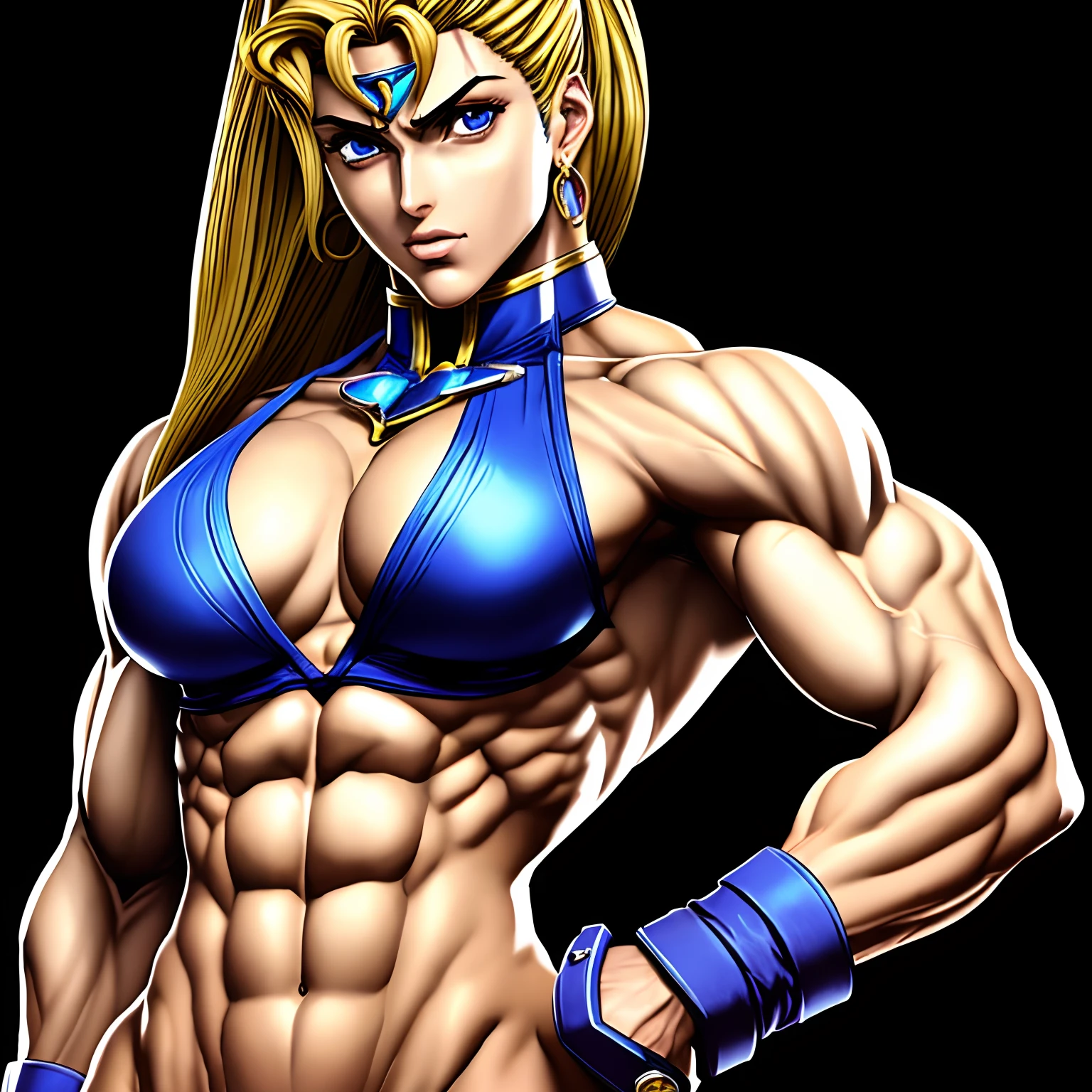 girl with、musculature、Jojos bizarre adventure、realisitic、