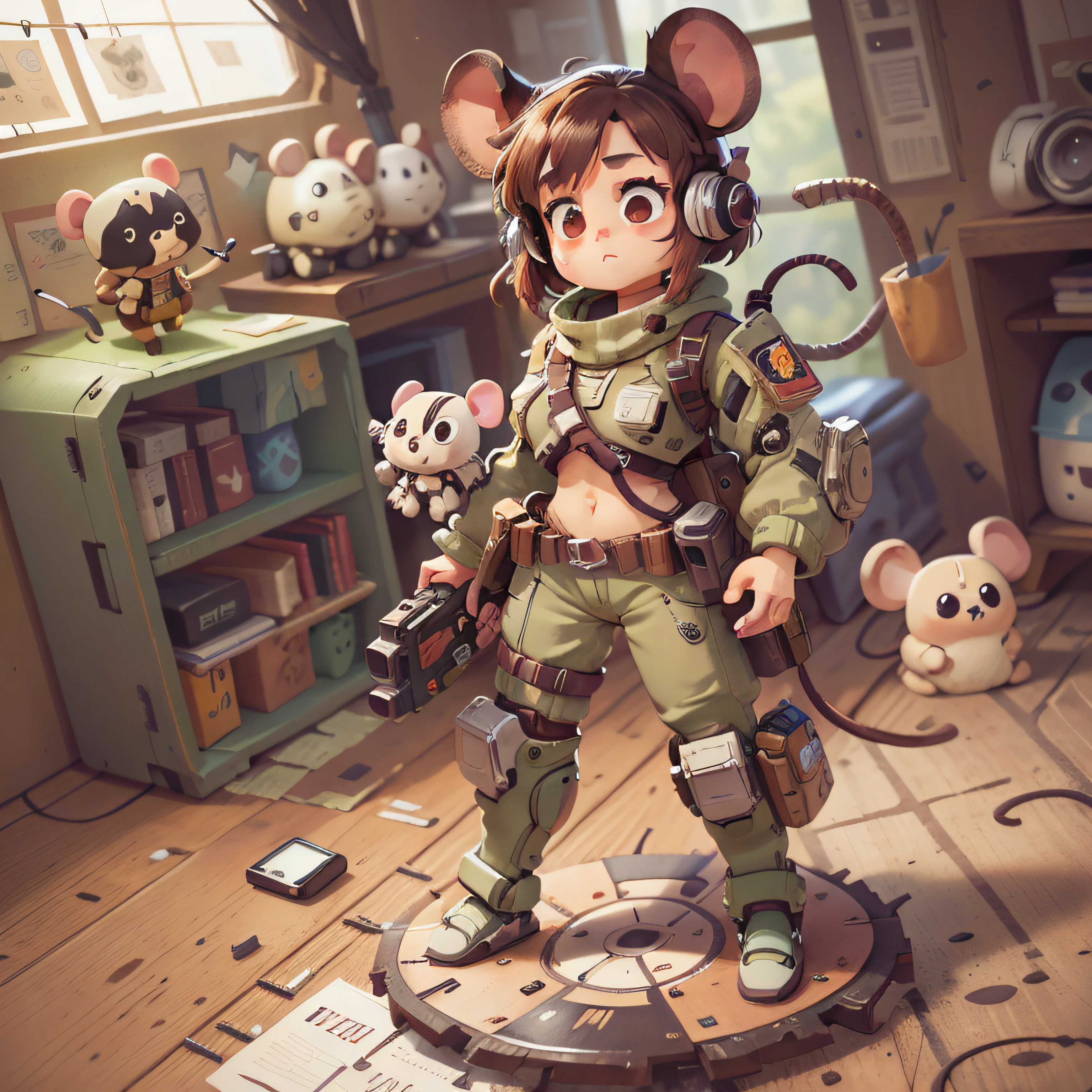 cute, chibi, mice, PFP, bigbadejo, portrait, masterpiece, 3D Rendering, Best Quality, Lots of Detail, (plain background), (vinyl toy figurine), (perfect hands), (full body), female, (natasha romanoff), (black widow),(marvel), action pose, (black clothes), (redhead)