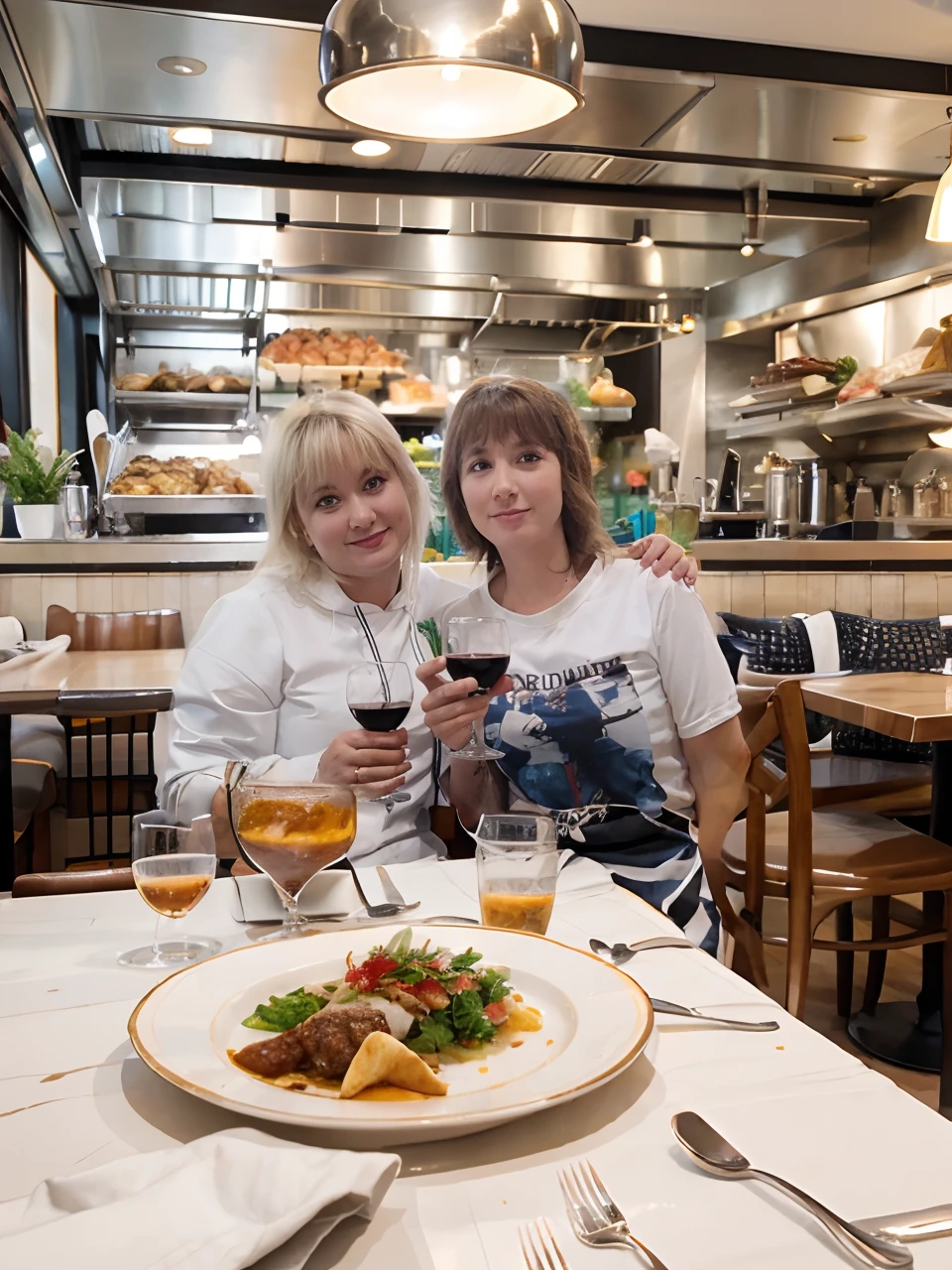 Restaurant background, With a table and expensive food