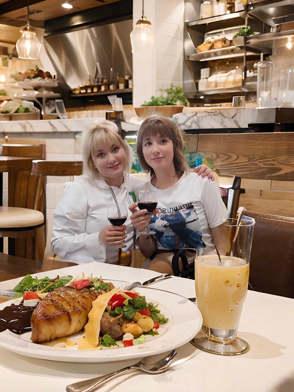 Restaurant background, With a table and expensive food