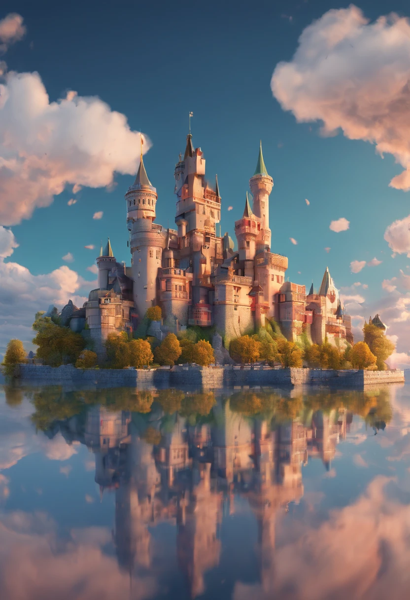 tmasterpiece,Best quality at best,comic strip,..。.3D,gothic castle,sky cities,Background of super cloudy clouds