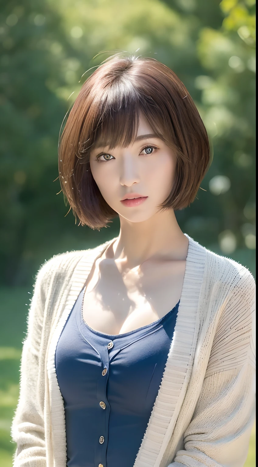 ((top-quality、8k、​masterpiece:1.3))、女の子1人、Beautiful woman with slender abs:1.3、(medium short hair、Small breasts:1.2)、cardigan:1.1、hyperdetailed face、A detailed eye、二重まぶた