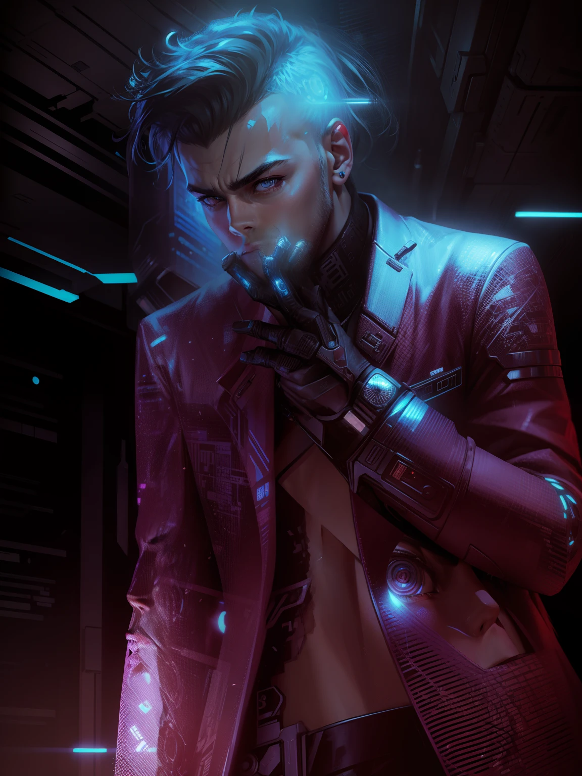 Change background cyberpunk handsome boy,8k, realistic face, ultra HD pro
