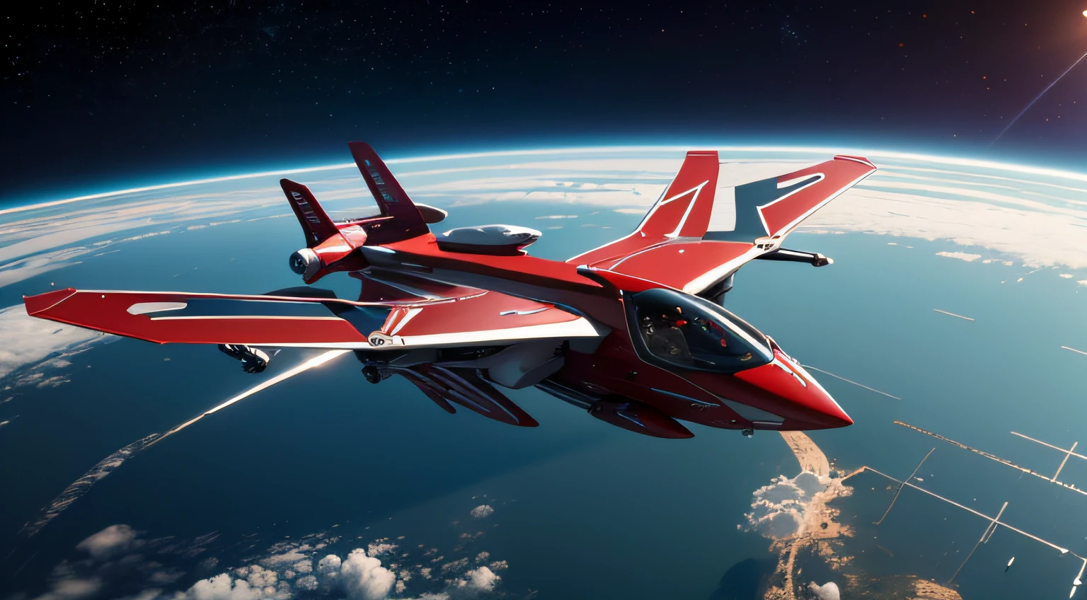 ultra-detailliert,ultra res,Small flying bodies,1-seater,Ships of the future,Spaceship,((top-quality)), ((​masterpiece)), (ighly detailed:1.3), Humanoid,red,