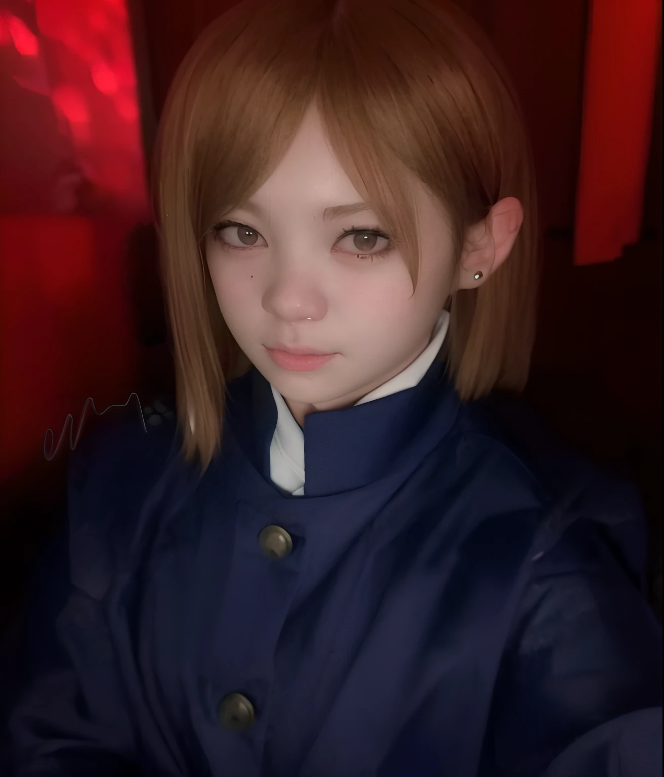 there is a woman with a blue coat and a white shirt, ayaka cosplay, rin, ayaka, anime cosplay, anime girl cosplay, cosplay, professional cosplay, misa amane *, misa amane, 🤤 girl portrait, cosplayer, anime girl in real life, full-cosplay, realistic cosplay, chiho, cosplay photo, haibane renmei