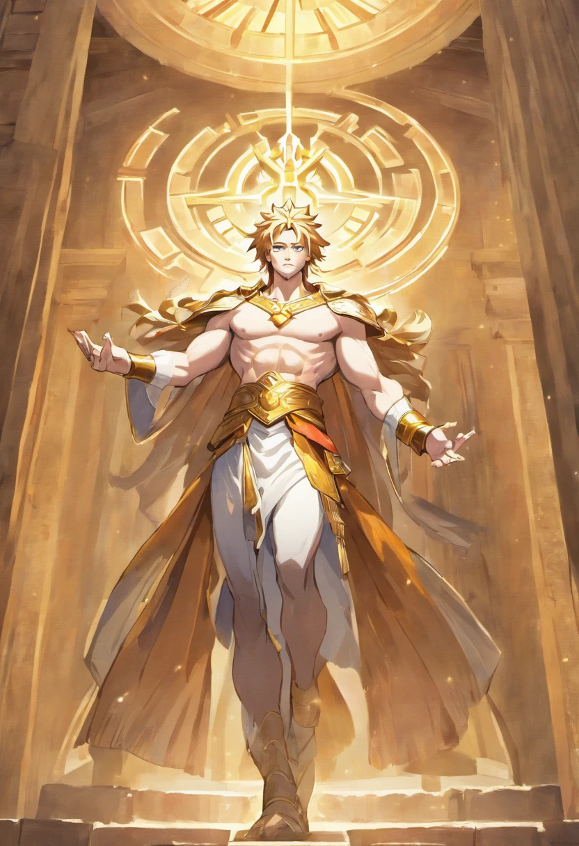 A photorealistic image of ZEUS above the Athens Parthenol, with beautiful lighting and elegant poses. Photographed from a close-up angle to capture the feeling of grace and beauty.