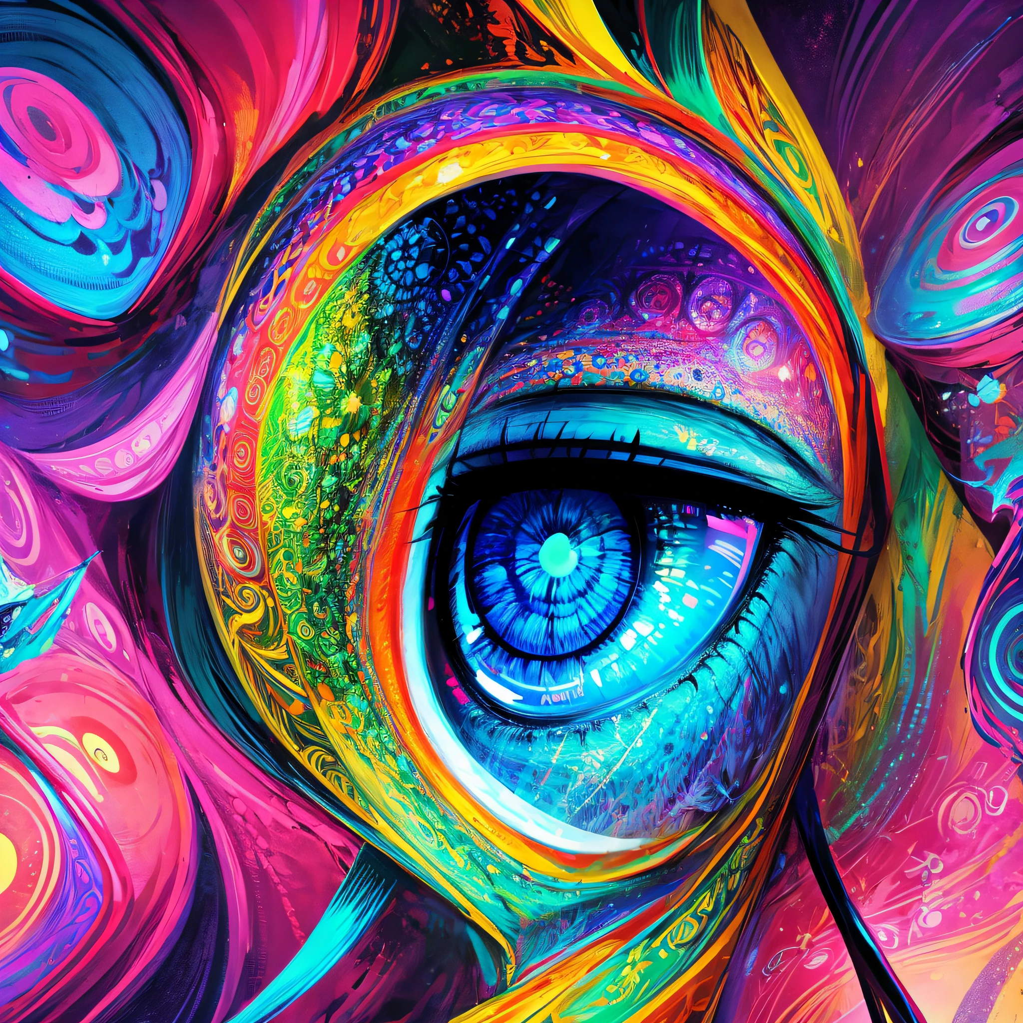 psychedelic with beautiful human eye in center