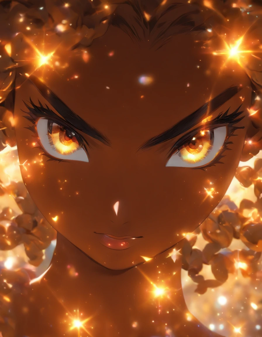 (((Goddess of beauty with dark skin, with glasses on her eyes, with sparkling eyes))) Ultra Graphics, 4k quality, computer graphics