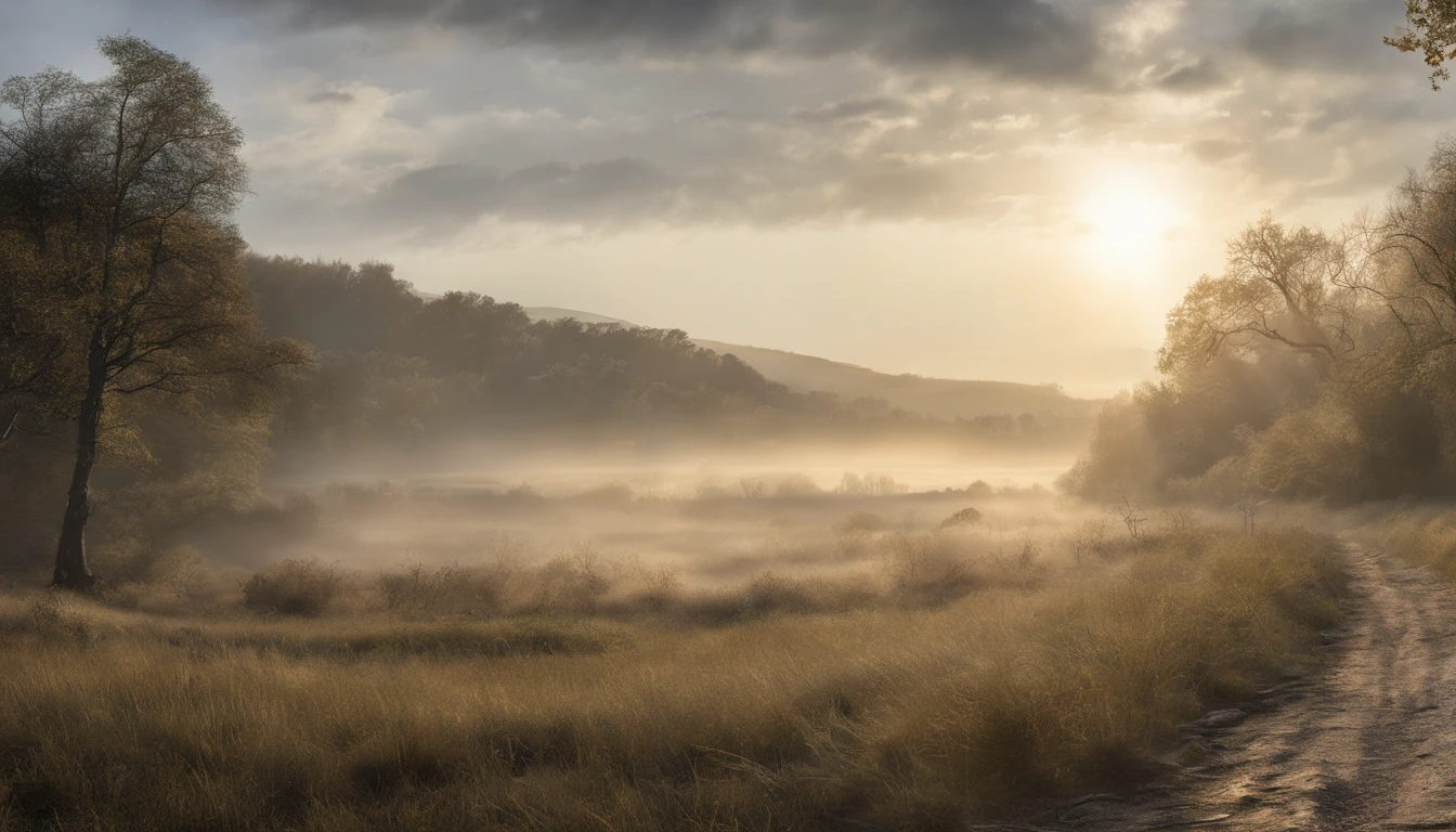morning mist,sunlight shining through,Sunlight,the wind