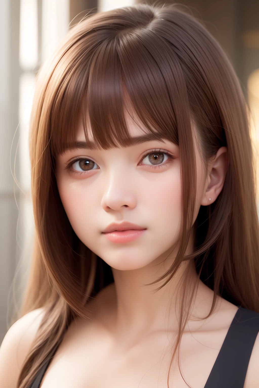 Best Quality, masutepiece, (Realistic:1.2), 1 girl, Brown hair, Brown eyes,front, Detailed face, Beautiful eyes,