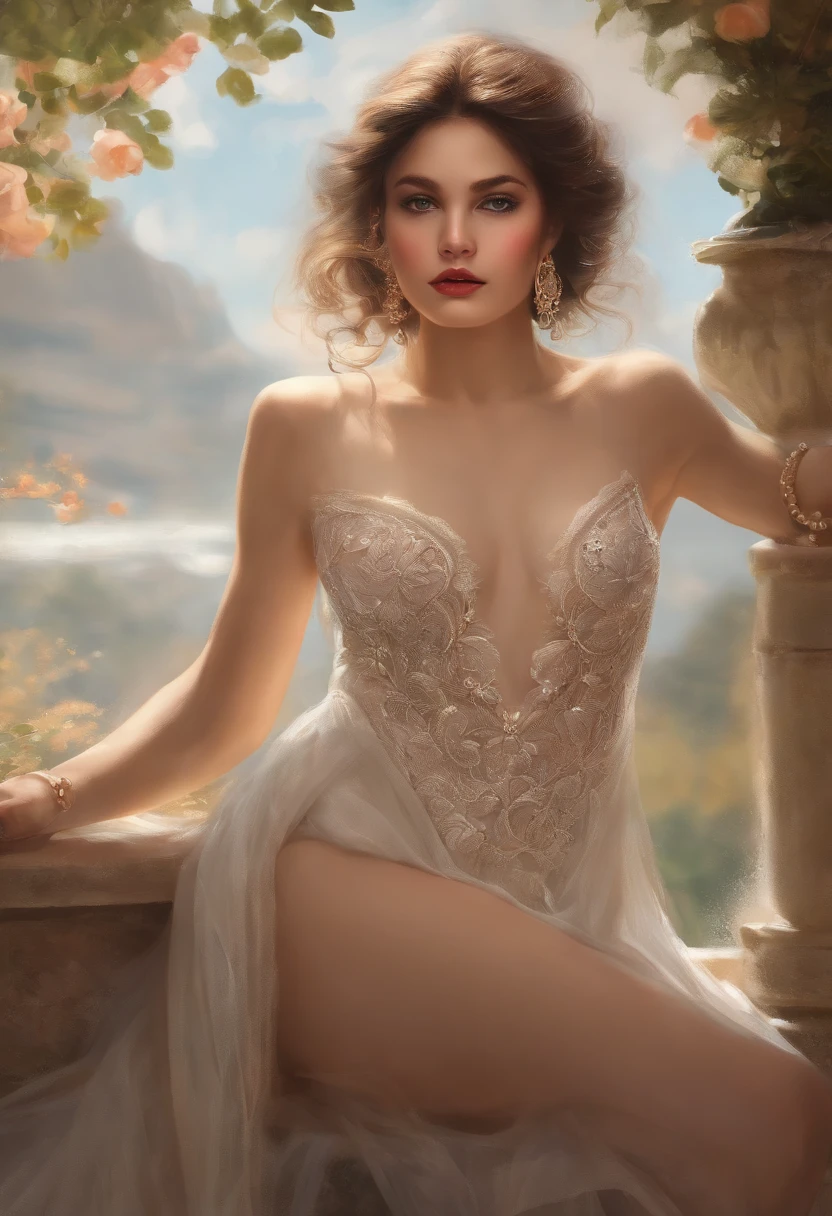 (Top image quality)、masterpiece、ultra-detailliert、Detailed eye description、1girl in、Celestine LeCruz、Sketched、NSFW maiden