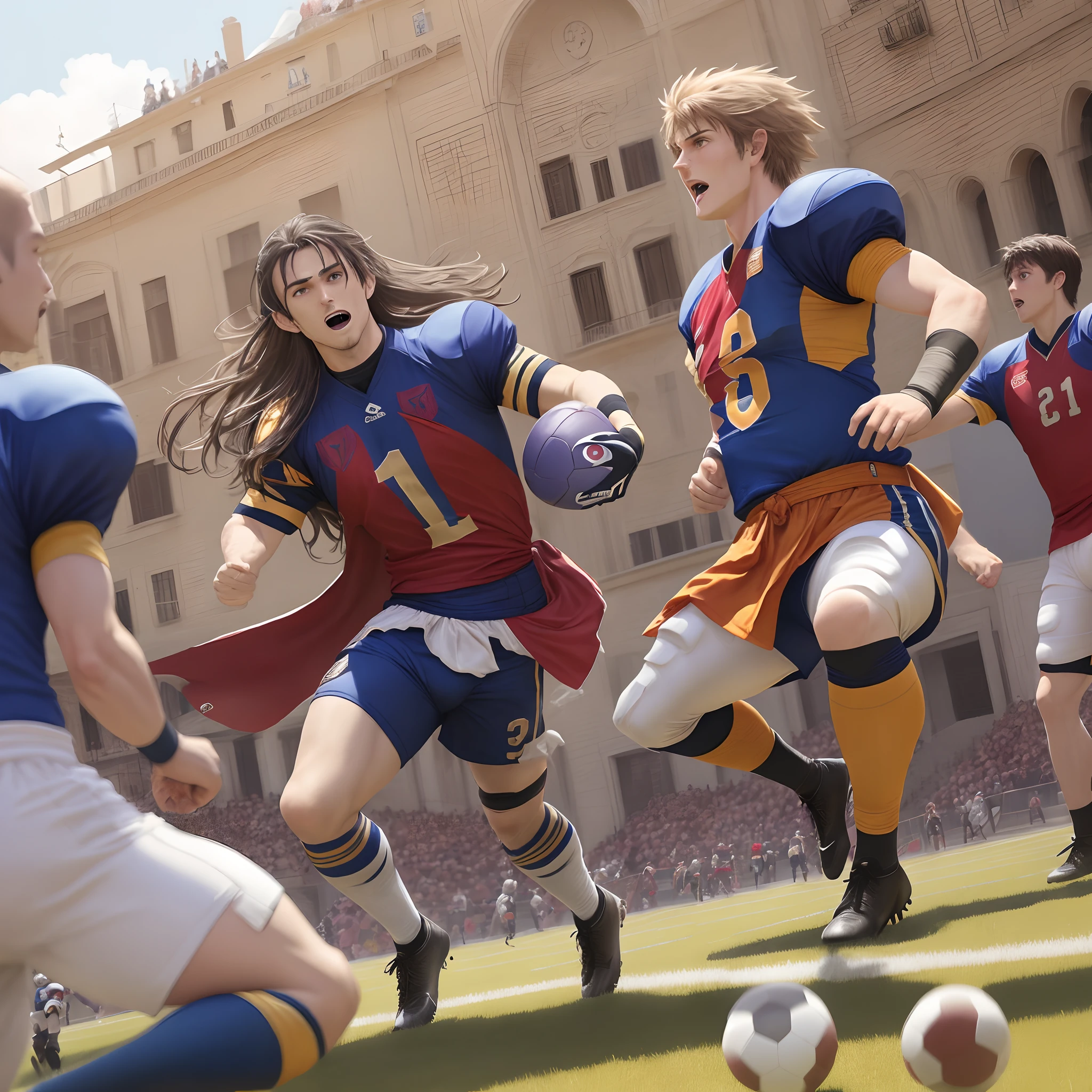 Seya knights of the zodiac playing football in Barcelona