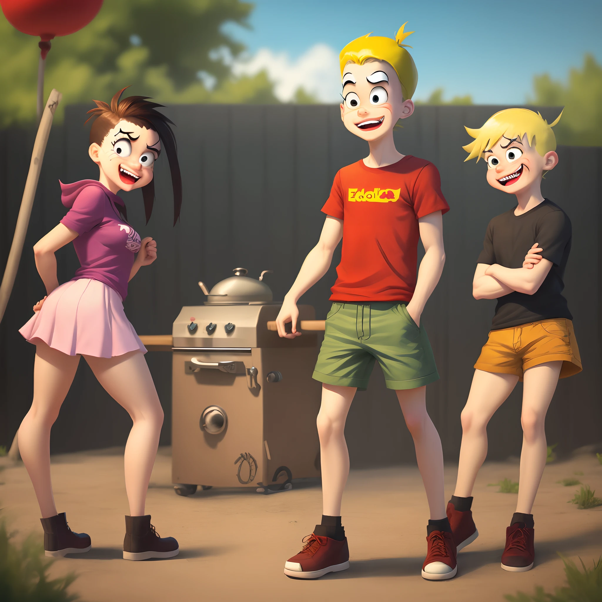 Create a picture of ed edd n eddy with grills