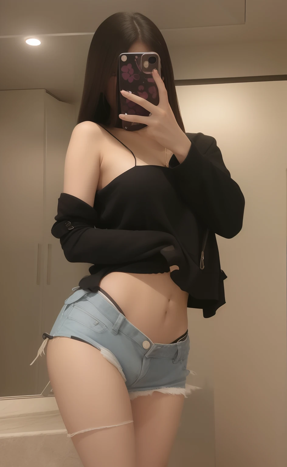 Woman taking selfie in bathroom mirror in black bra, Sexy :8, (38 years), 2 , 1 8 I, tiny black bra, 奈良美智, 2 2 years old old, , Black bok, 2 8 years old, 2 3 years old