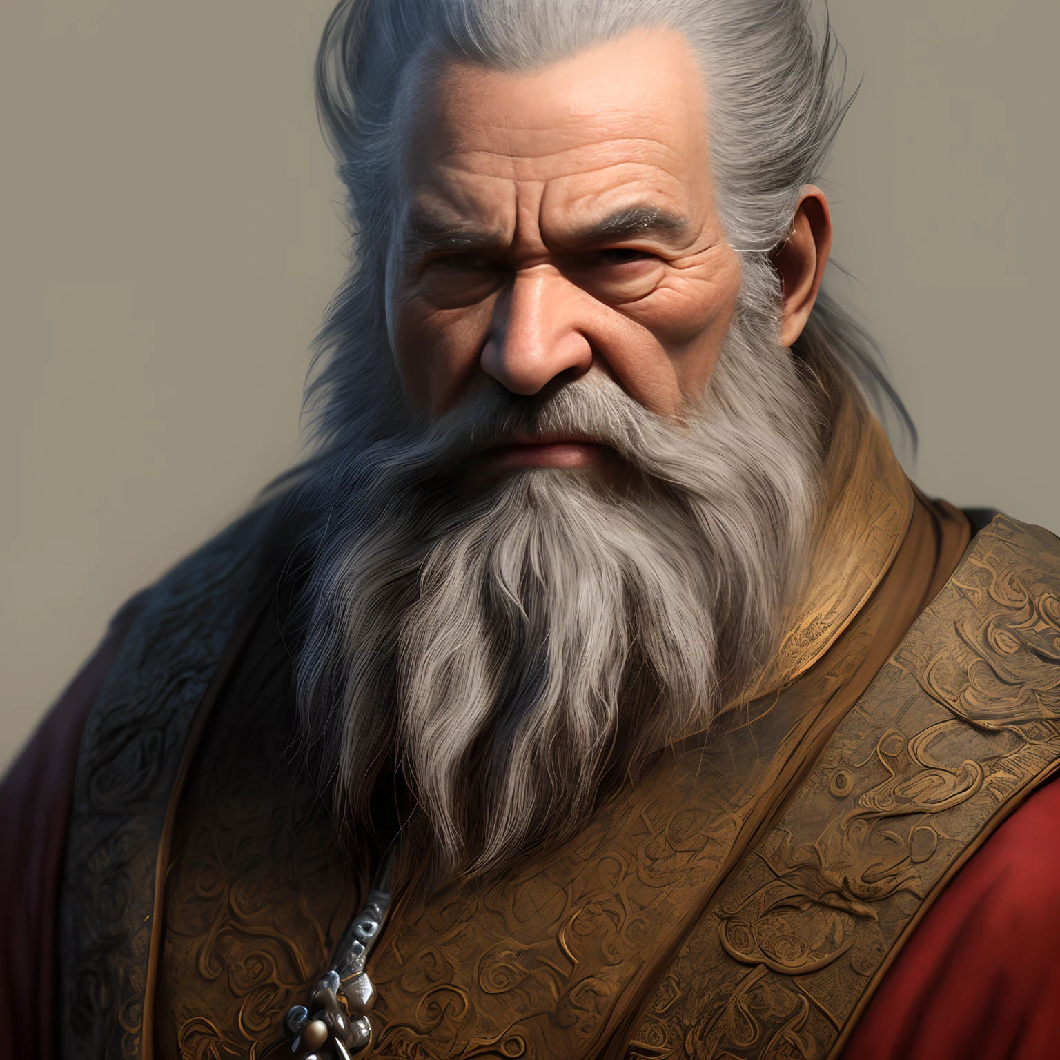 arafed man with a white beard and a brown jacket, ultra detailed portrait, portrait of monk, old man portrait, ultra realistic digital painting, cinematic realistic portrait, realistic digital painting, wise old man, photorealistic digital painting, hyper realistic digital painting, oriental face, highly realistic digital art, an old man, asian face, cinematic. by leng jun