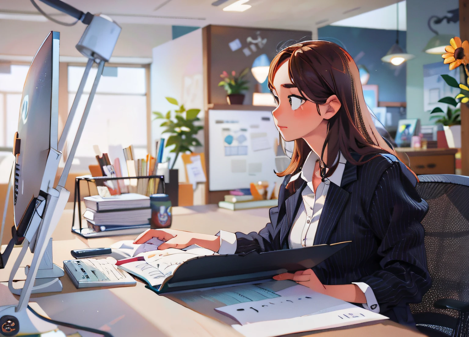 Woman in business clothes sitting at desk, customer service, consulting, Hold your laptop, working in an office, Sitting at a computer desk, Sit in front of the keyboard, sitting in front of computer, sitting in front of computer, sitting in front of computer, sitting at the desk, sitting at the desk, portrait shooting, Young businessman, Shot with Canon EOA 6 D Mark II