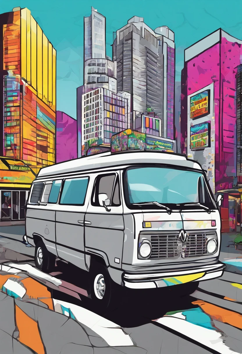 picture that shows a gray sprinter van with company name Southern Spot Cooler Rentals, show several businesses on the background.
