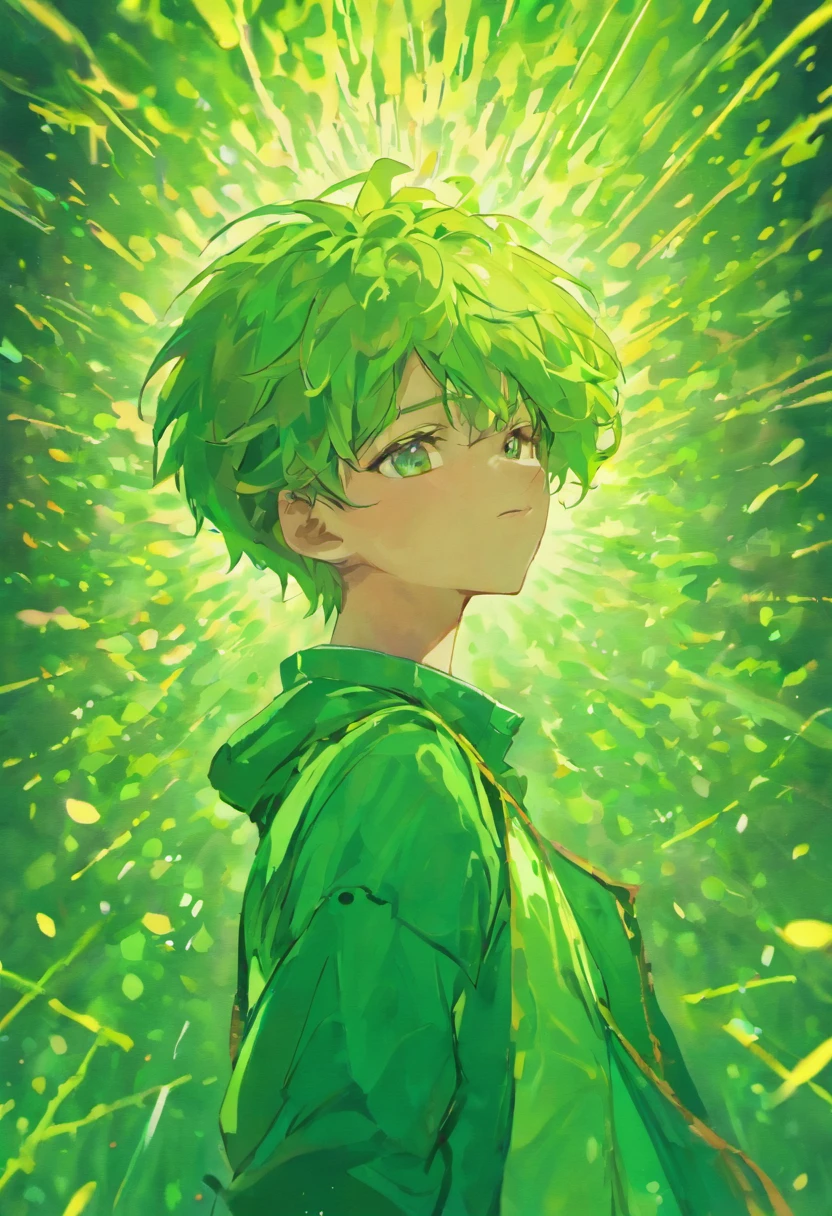 Menino anime jovem com cabelo longo de menta