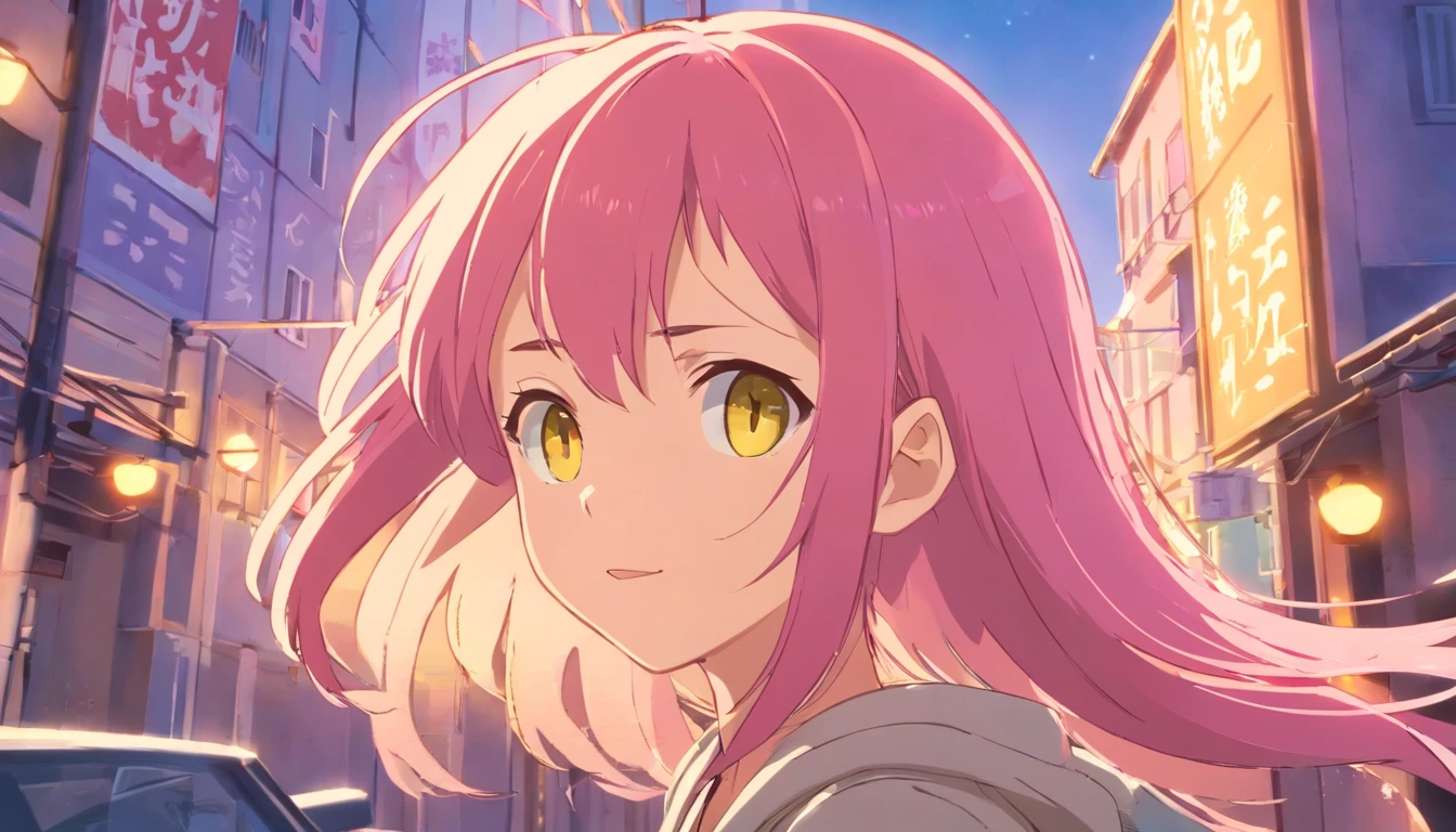 Anna was a young and energetic girl who lived in a small town. She was a dreamer, filled with curiosity for fantastical adventures. Anna was a cute and optimistic girl with long pink hair and yellow eyes .